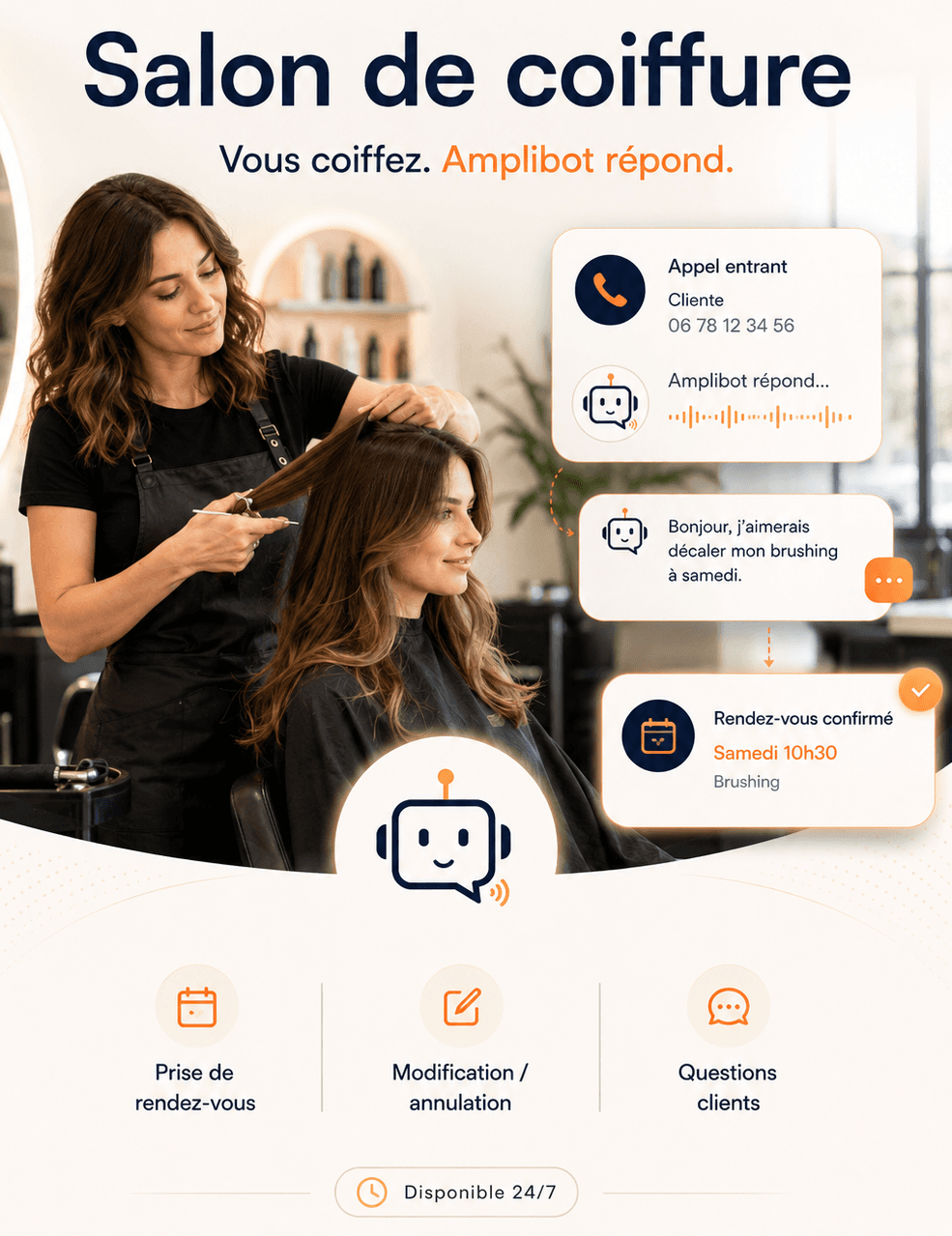 Visualisation d'un appel qualifié pour un salon de coiffure