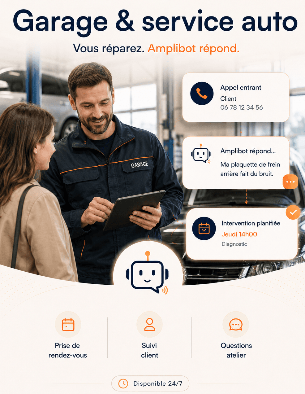 Visualisation d'un appel qualifié pour un garage